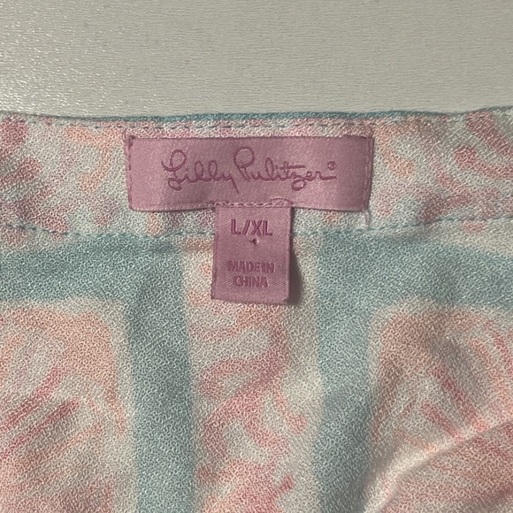 Lilly Pulitzer Thea V-Neck Caftan Dress Pewter Pink Sole Seaurchin L/XL Kimono - Picture 6 of 8